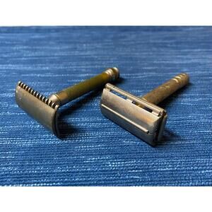 Pair Gillette Razor Vintage Brass Open Comb & Y1 61B